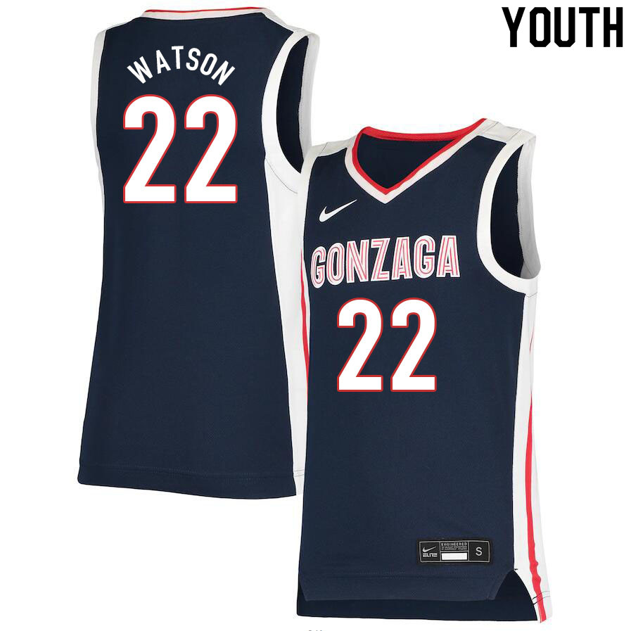 Youth #22 Anton Watson Gonzaga Bulldogs College Basketball Jerseys Sale-Navy